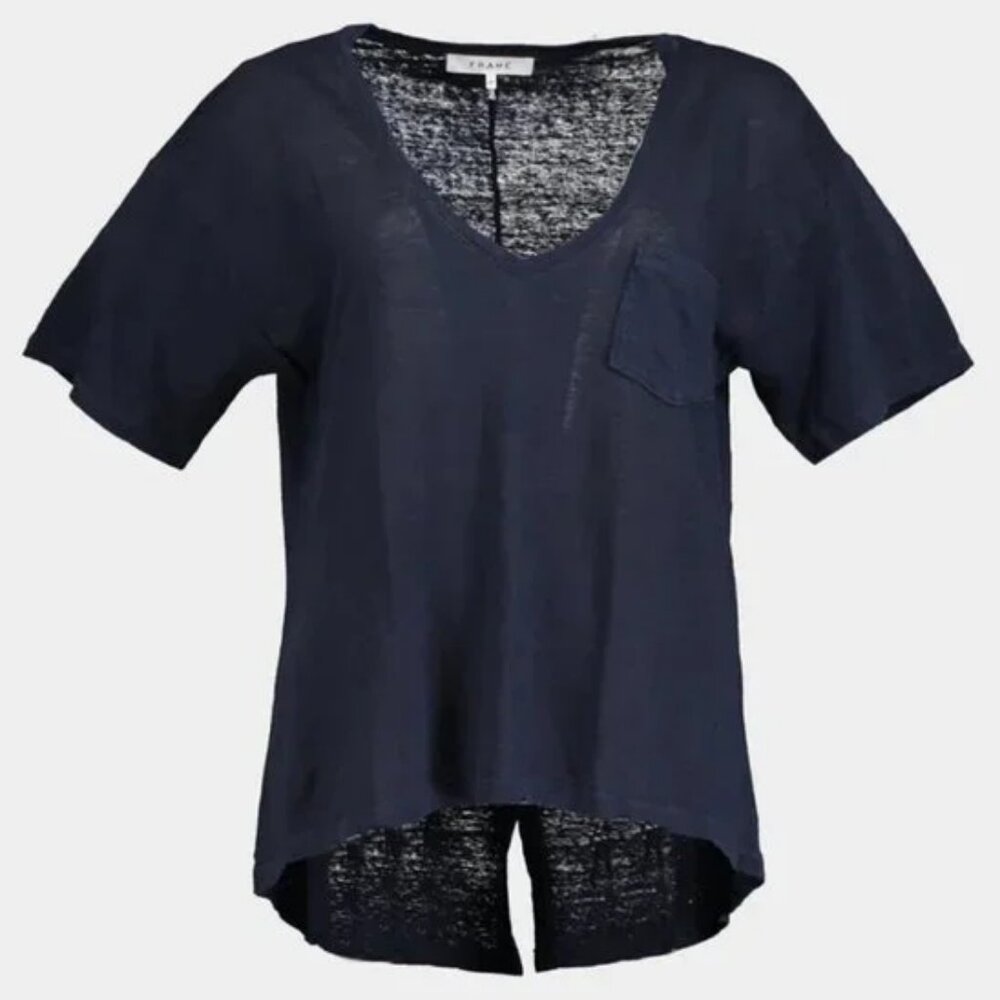 Frame LINEN deep v Pocket Tee